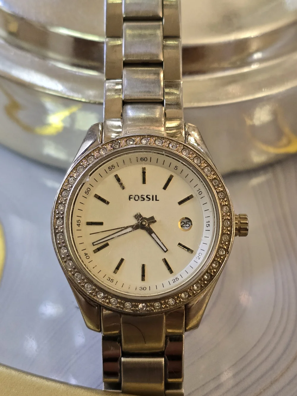 Fossil Women's Silver Crystal Accent Stainless Steel Watch - Silver